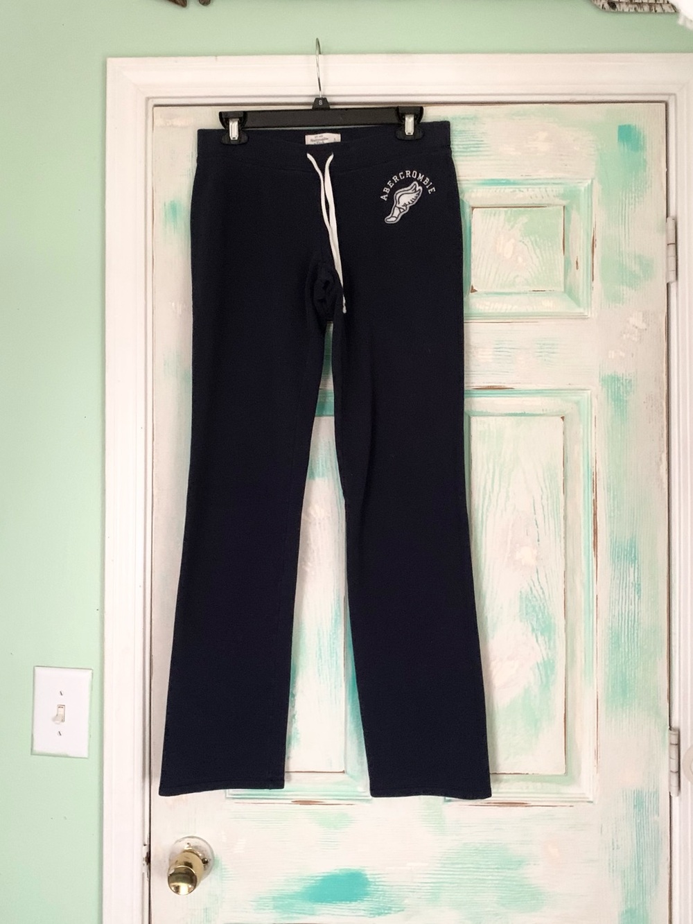 Abercrombie & Fitch Navy Blue Embroidered Logo Sweatpants Size Small